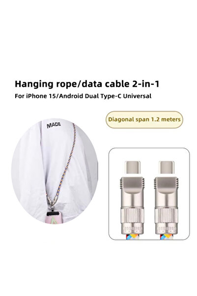 Choice 1.2M PD 60W USB C إلى C PD 60W 2 في 1 خط شحن مجدول مضاد للفقدان للهوات...