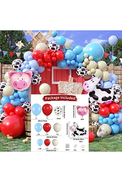 Choice Other MULTI 110pcs Red Blue Farm Animal Themed Balloon Garland Arch Ki...