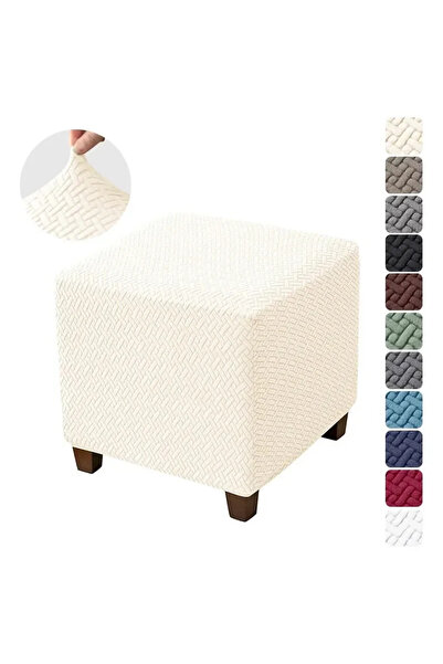 Choice غطاء مقعد باللون البيج غطاء عثماني جاكارد بلون موحد غطاء مقعد مربع مسن...