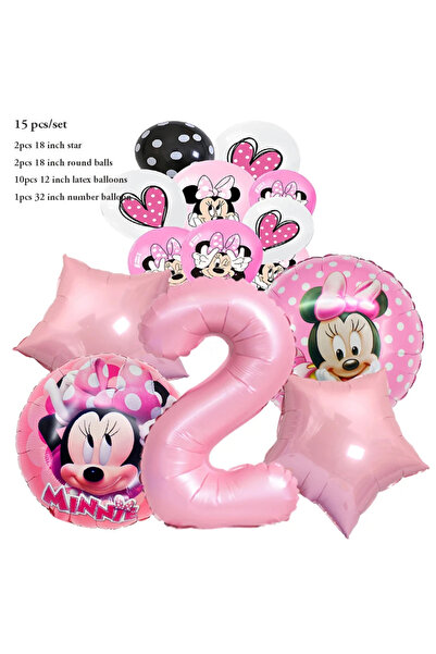 Miniso 1pack 2 Disney Pink Minnie Mouse Foil Balloon Girls Birthday Party Decoration 1 2 3 4 5 6 7 8 9th Ba