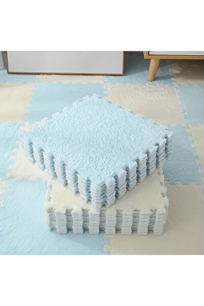 dalip Set of 10 Puzzle Mats, Fluffy EVA Foam, 30 x 30 x 1 cm, Baby Blue