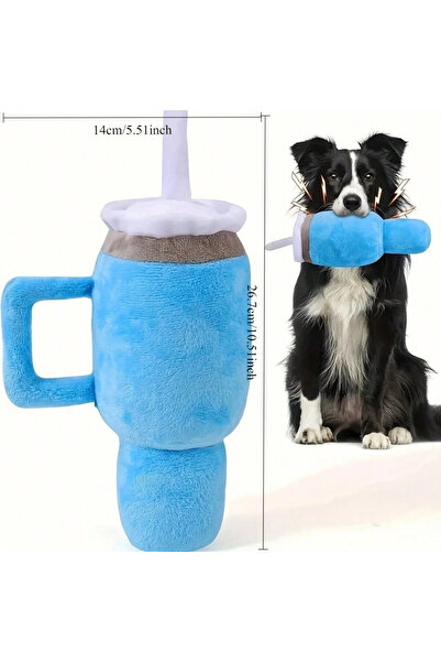 Choice one-size 1pc Cute Beverage Mug Shaped Dog Chew Toys in Pink Blue Durab...