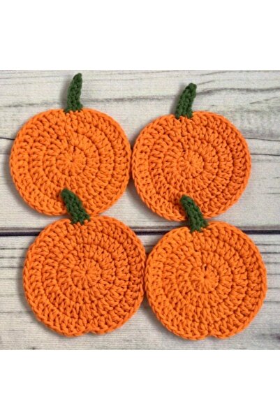 Choice1 4pcs 1/4pcs Autumn Crhet Pumpkin Coasters, Fabric Handmade Drink Pads...