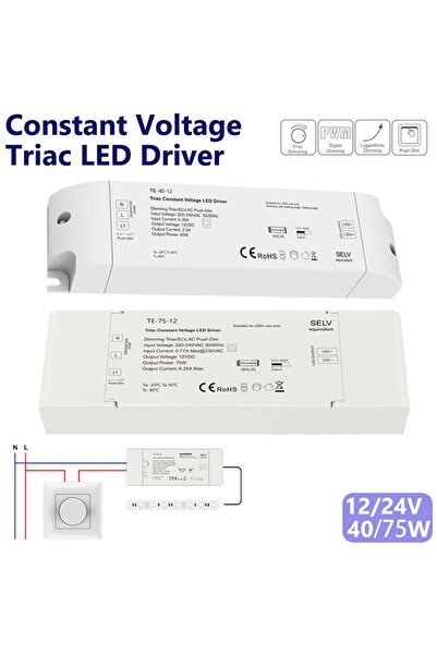 Choice 40 واط 24 فولت تيار مستمر 12 فولت/24 فولت محرك LED بجهد ثابت ثلاثي الأطراف 1 قناة 40 واط/75 واط ELV/AC تعتيم رقمي PWM بتقنية Push-dim