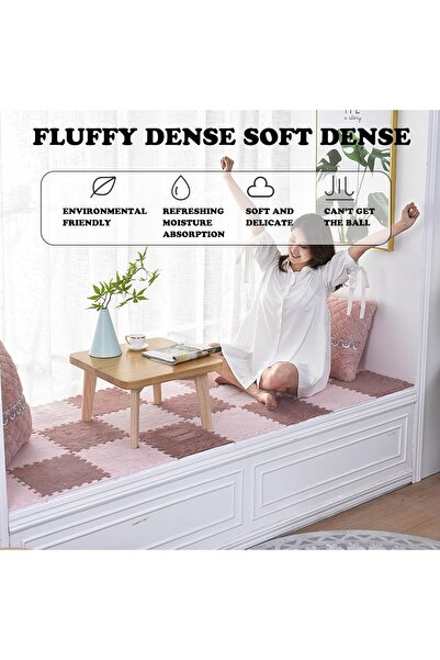 dalip Set 10 Pieces Puzzle Carpet, Flippy, EVA Foam, Soft, 30 x 30 x 1 cm, Powder Pink