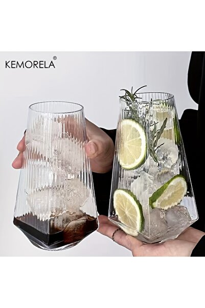 Choice1 500 مل 2 قطعة KEMORELA 500 مل كأس زجاجي عمودي هندسي عصري لشرب الكوكتيلات والماء