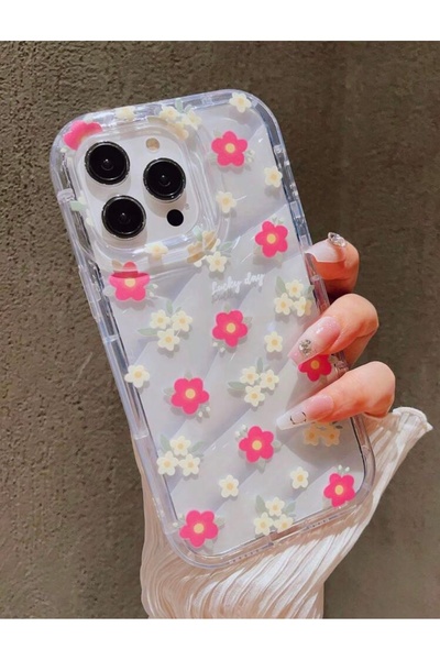 IPHONE 14 PRO MAX FLOWER PATTERN LASER CUT TRANSPARENT CASE