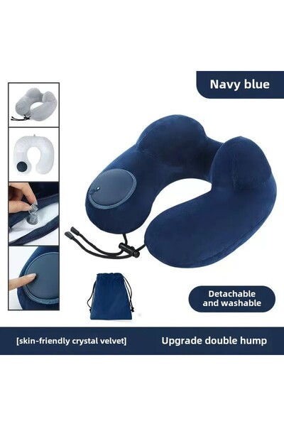 Choice أزرق داكن مع حقيبة على شكل حرف U وسادة هوائية مريحة ذاتية النفخ لدعم ا...