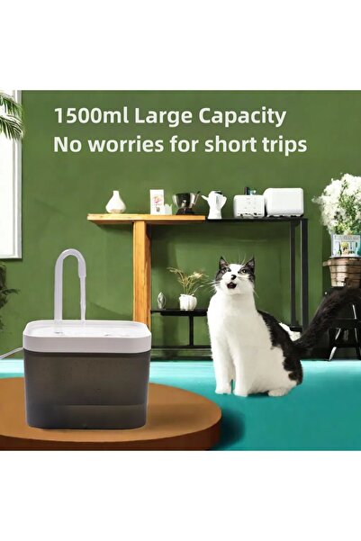 Choice 1.5 لتر شفاف رمادي موزع مياه للحيوانات الأليفة مرشح أوتوماتيكي كهربائي صامت شارب قطط 1.5 لتر إعادة تدوير Fil