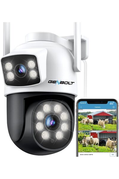 GENBOLT 3G/4G LTE Security Camera Outdoor No WiFi, Dual Lens Cellular CCTV Camera with Sim Card, Plu