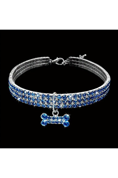 Choice طوق أزرق لامع بطول 20 سم للحيوانات الأليفة - قلادة قابلة للتعديل للكلا...