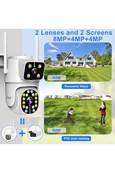 Generic كاميرا مراقبة خارجية مزدوجة العدسة 2NLF لاسلكية 5G/2.4G