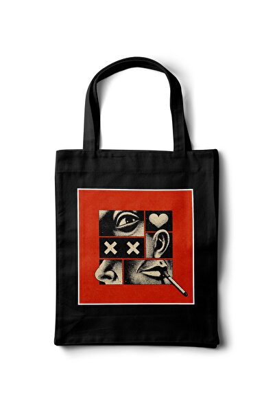 INKD Artistic Cloth Bag - Retro Collage Illustration Design - 35X40