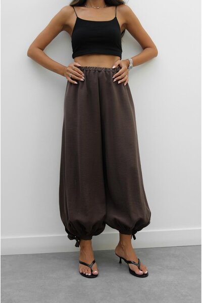 Havoş Hnědé šněrovací kalhoty Shalwar