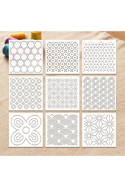 Choice 9 قطع من YOMDID، قالب تطريز ساشيكو، استنسل رقعة هندسية قابلة لإعادة ال...