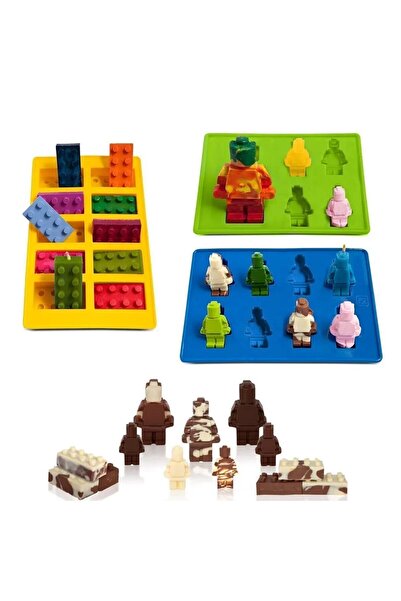 Choice 3 قطع من مكعبات الثلج السيليكونية من Lego مجموعة من 3 قطع قالب كعكة جي...