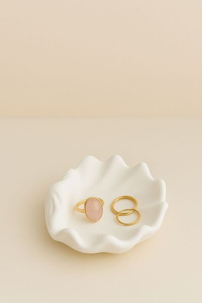 ZURİ DESİGN Midye Formlu Beton Dekoratif Takı ve Aksesuar Tabağı 10 x 10