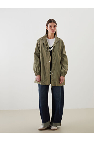 LC Waikiki Khaki Hooded Oversize Women's Raincoat