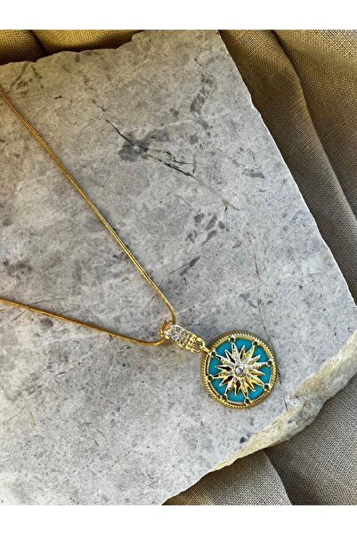 nunu takı Mavi Zeminli Yıldız Uçlu Kolye