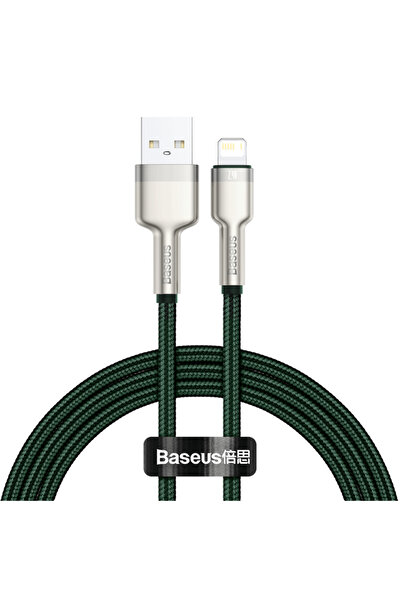 Baseus كابل USB أخضر بطول 2 متر لأجهزة iPhone 14 و 11 و 12 Pro Max و Xs و Xr و X كابل شحن سريع 2.4A لأجهزة iPhone Ca