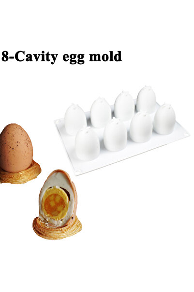 Choice 8-Cavity egg mold Meibum 8 Cavity 3D Easter Egg Shape Silicone Cake Mo...