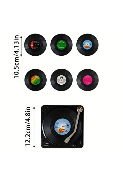 Choice 6 قطع من الوقايات المصنوعة من الأسطوانات الفينيلية مع حامل لتخزين المشغل، وقايات رجعية مصنوعة من الأسطوانات الفينيلية، لـ