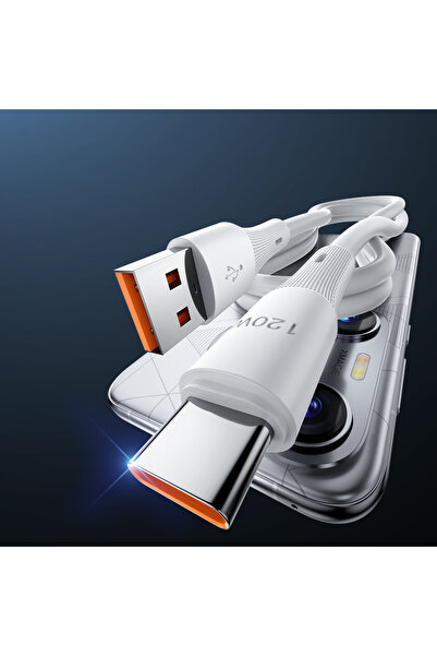 Choice كابل شحن ونقل بيانات USB-C أبيض بطول 1 متر، بقدرة 120 واط و6 أمبير، مص...