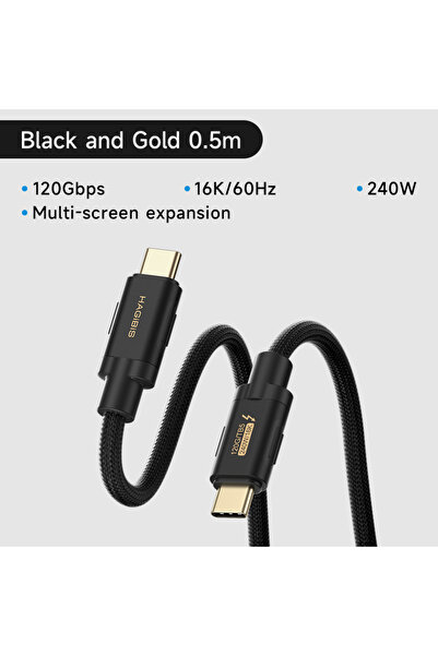 Choice كابل Hagibis Thunderbolt 5 أسود بطول 0.5 متر يعزز النطاق الترددي حتى 1...