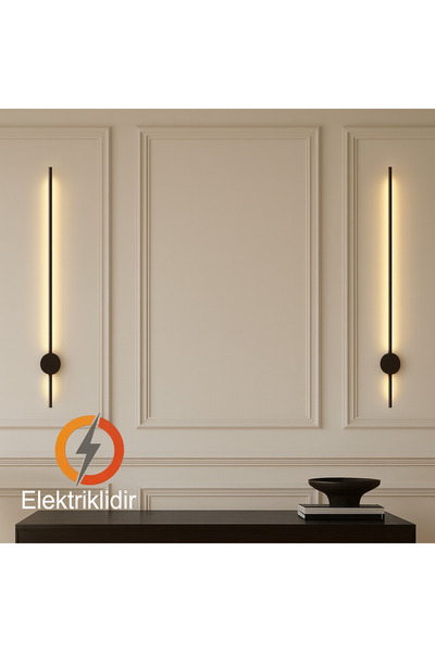 Sunbox Modern Dekoratif Aplik Aç-kapa Düğmeli Led Duvar Aplik 70 Cm Siyah 1 Adet LEDOVYA (Pilli Değildir)