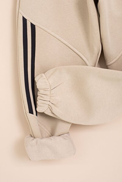 Cansın Mini Αγορικό παντελόνι με λεπτομέρεια σε μπεζ ρίγες και ελαστική μέση 21458