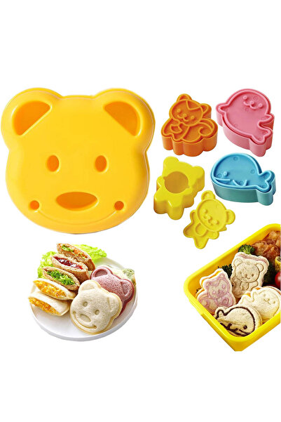 Choice مجموعة قاطعة ساندويتش للأطفال 5 قطع صنع الخبز المحمص بأشكال حيوانات لط...