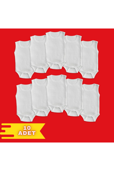 Novibaby Pack of 10 Cotton Baby Undershirts with Snap Fasteners White, Newborn Children 0-36 Months, Flexible Fit