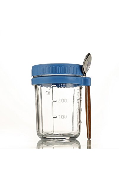 Choice 350 مل كوب شوفان أزرق عالي القيمة زجاج شفاف مع غطاء وملعقة ، إحكام جيد...