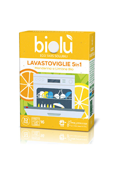 Biolu Tablety do myčky 5 v 1 s mandarinkou a citronem, vhodné pro mytí nádobí...