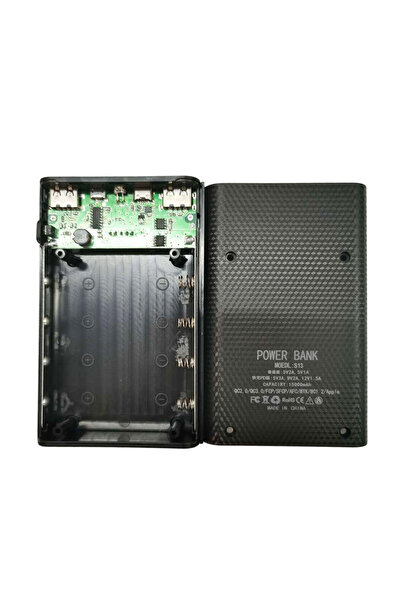 Choice حافظة شاحن محمول أسود 4x18650 حافظة شاحن محمول مزودة بمنفذ USB ومنفذ T...