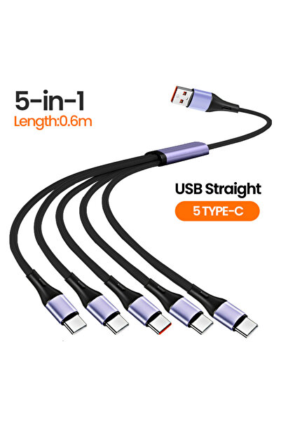 Choice 0.6 متر مستقيم 5C 66W USB-A 5 في 1 شحن فائق السرعة للهاتف المحمول كابل...