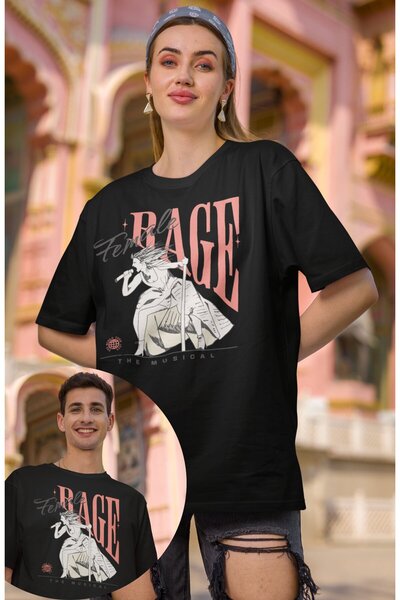 Fuddy Moda تي شيرت مطبوع عليه "Unisex Female Rage The Musical"، تي شيرت كبير ...