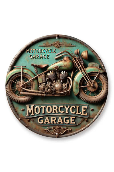 HELLOYOUNG لوحة ألومنيوم دائرية ثنائية الأبعاد بتصميم عتيق، مقاس 20×20 سم، رق...