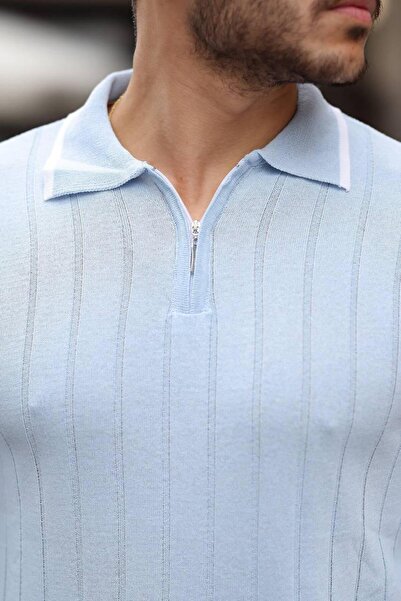 Genel Markalar erkek yarım fermuar polo yaka uzun kol mevsimlik triko kazak