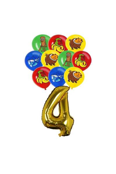 Miniso 32inch 4 17pcs Italian Brainrot Theme Kids Birthday Party Supplies Tung Tung Tung Sahur Balloon Funn