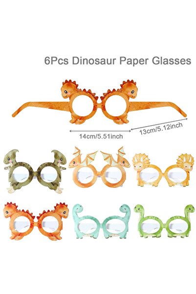 Choice 6 قطع 6 قطع نظارات ورقية على شكل ديناصور زينة حفلة عيد ميلاد ديناصور أ...
