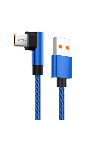 Choice كابل NNBILI Micro USB أزرق بطول مترين، كابل USB بزاوية 90 درجة، متوافق...