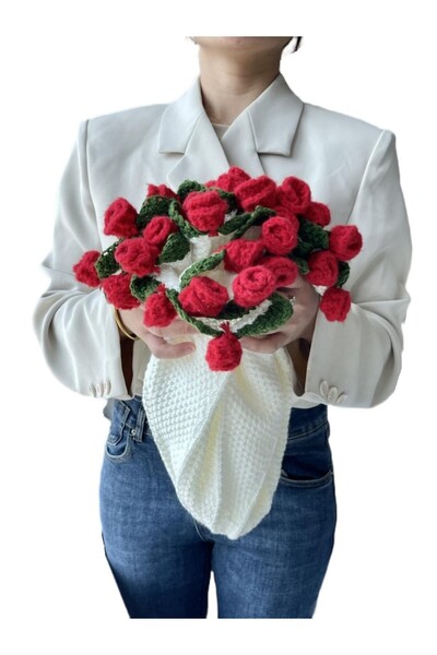 Choice 80cm Diamater Finished Rose Blanket Bouquet Rose Flowers Handmade Crochet Acrylic Fuzzy Sweater Bed