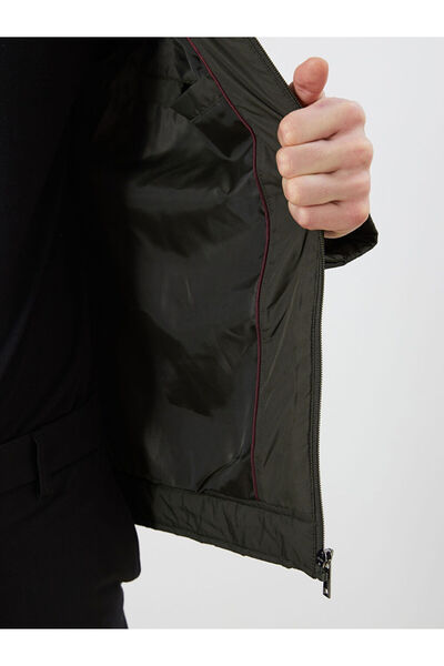 LC Waikiki Haki Standart Kalıp Biker Yaka Kapitoneli Erkek Mont