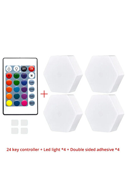 Choice 1 controller 4 Light Quantum Hexagon Wall Lamp LED RGB Touch Sensor Honeycomb Light DC 5V Colorful M