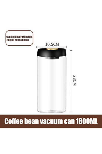 Choice مرطبان حبوب القهوة المفرغ من الهواء بسعة 1800 مل، مرطبان زجاجي شفاف لتخزين الطعام، مقاوم للرطوبة للاستخدام المنزلي