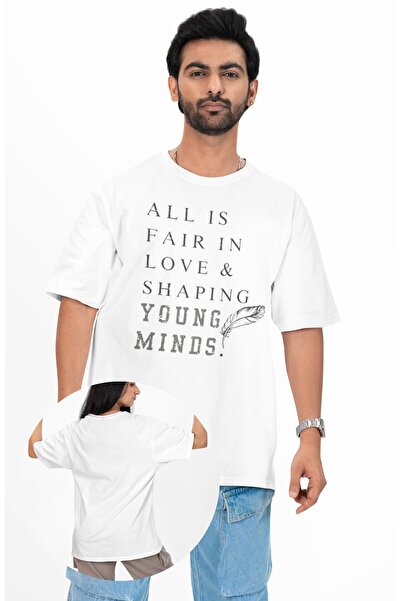 Fuddy Moda Tricou unisex All Is Fair In Love Shaping Young Minds imprimat, tr...