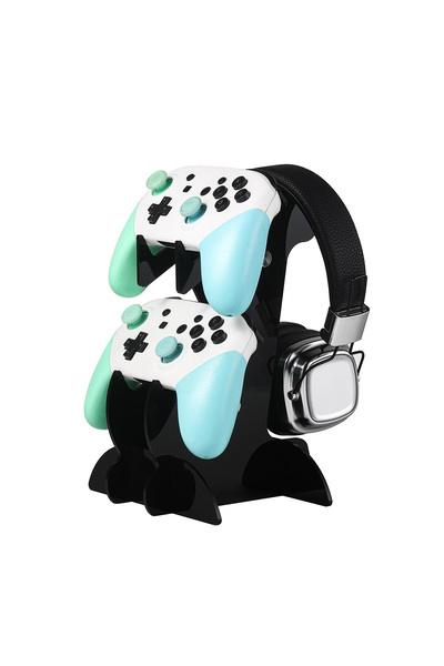 Choice أسود مناسب لـ PS5/PS4/Switch مقبض عالمي/حامل سماعات رأس مزدوج الطبقة