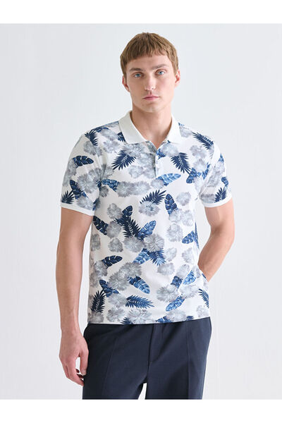 LC Waikiki Ανδρικό μπλουζάκι με λευκό γιακά πόλο με σχέδιο πικέ