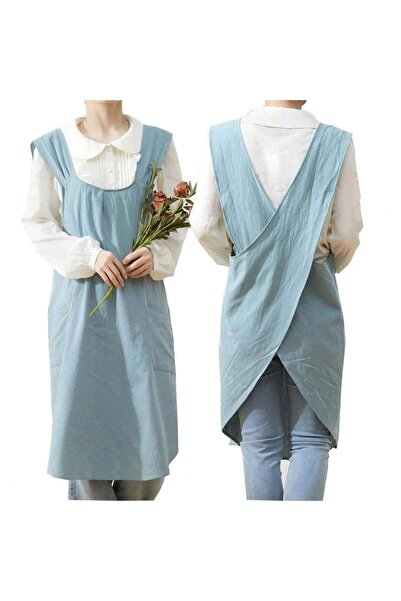 Choice مريلة طبخ يابانية من الكتان بحجم واحد 2 للنساء مع جيوب لطيفة للخبز